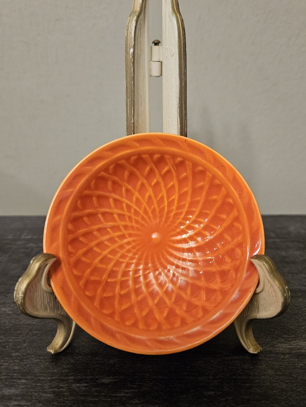 Vintage Homer Laughlin Harlequin Basketweave Nut Dish Orange